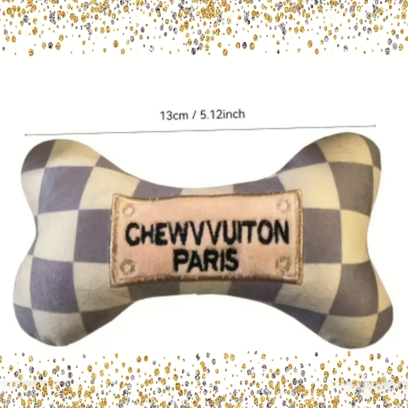Chewy V Paris Checkered Dog Bone Toy W Squeker - Picture 1 of 1